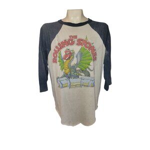 Vintage Rolling Stones 1989 Los Angeles Dragon Graphic Raglan Tee Shirt 3/4 Slv‎